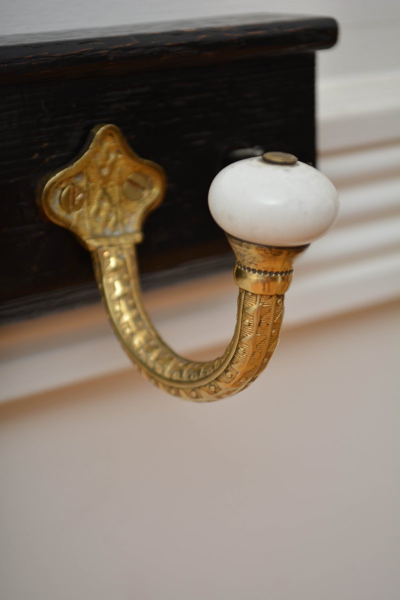 Victorian Coat Rack Ebonised Coat Hooks - Image 6